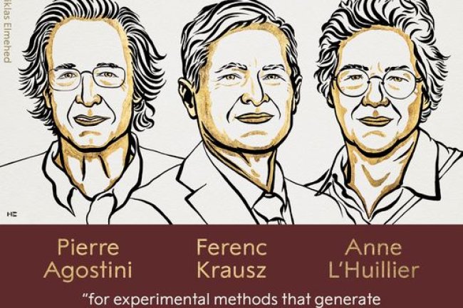 3 scientists win the Nobel Prize in Physics 2023. They developed light pulses to explore electrons